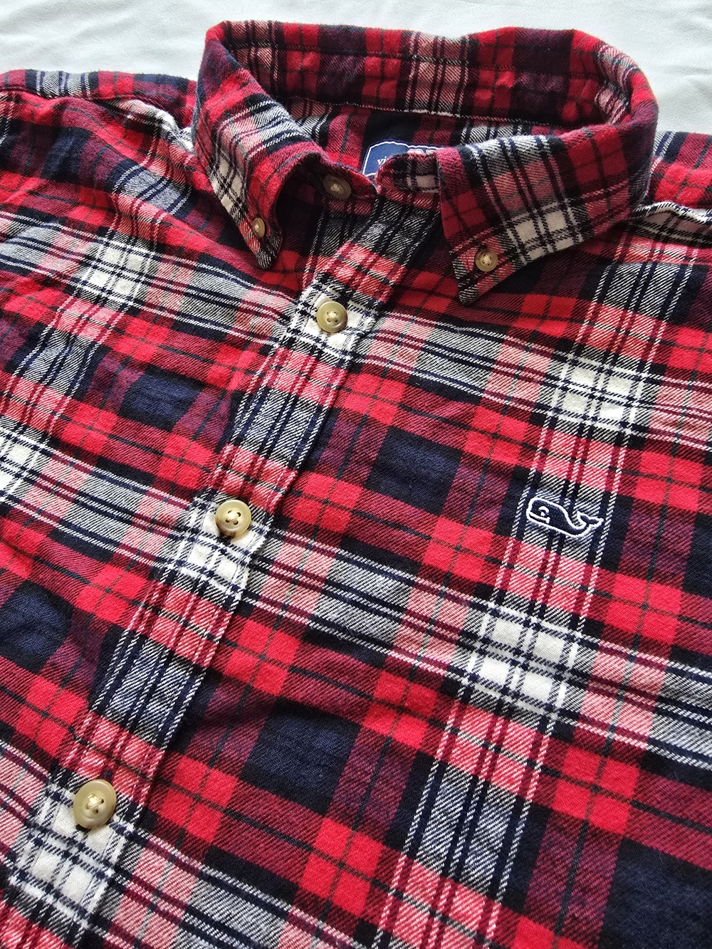 Vineyard Vines Men’s XL Red Navy Plaid Flannel Button Down Shirt